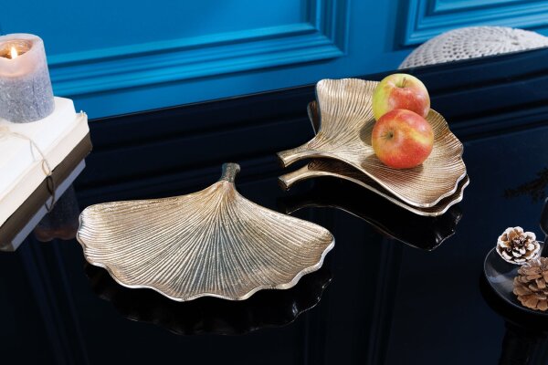 Bol en métal doré L : 42 cm Ginko fait main Asiatique