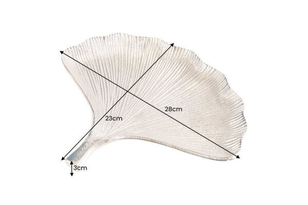 Bol en métal argenté L : 28 cm Ginko fait main Asiatique