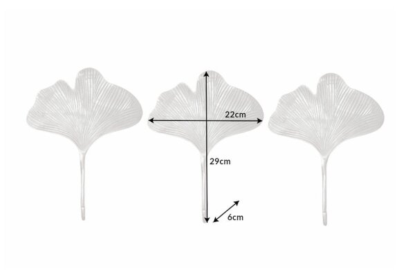 Portemanteau mural en métal fait main en argent Ginko Design