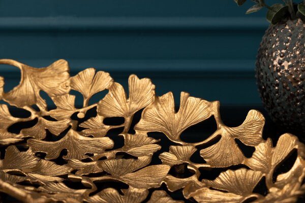 Coupe décorative en métal 50 cm de long en or Ginko fait main