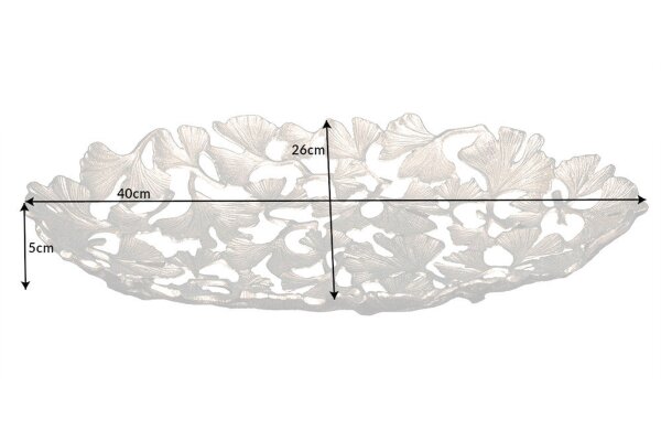 Déco bol métal fait main 40 cm de long en argent Ginko