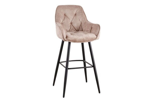 Chaise de bar Chesterfield en velours métal crème beige noir