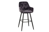 Chaise de comptoir Chesterfield en velours m&eacute;tal...