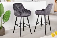 Chaise de comptoir Chesterfield en velours métal...