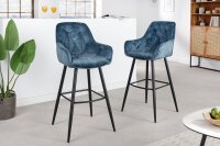 Tabouret de bar tissu métal pétrole noir...