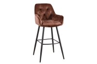 Chaise de bar avec dossier Tissu M&eacute;tal marron noir...