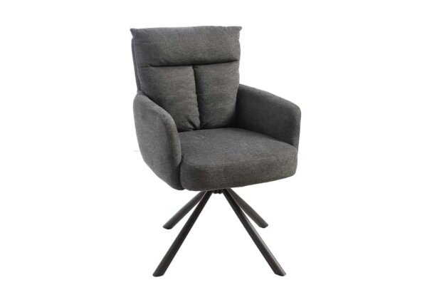 Chaise de bureau pivotante Gris Noir en tissu métal avec accoudoirs