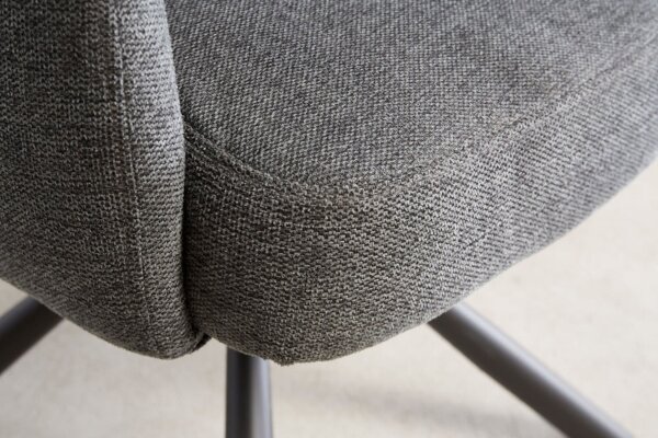 Chaise de bureau pivotante Gris Noir en tissu métal avec accoudoirs
