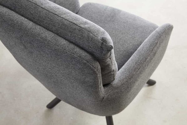 Chaise de bureau pivotante Gris Noir en tissu métal avec accoudoirs