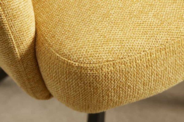 Chaise pivotante Jaune Noir en tissu Métal sans roulettes Rétro