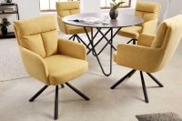 Chaise pivotante Jaune Noir en tissu Métal sans...
