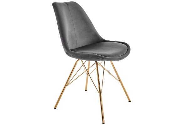 Chaise de salle à manger velours métal gris or Scandinave