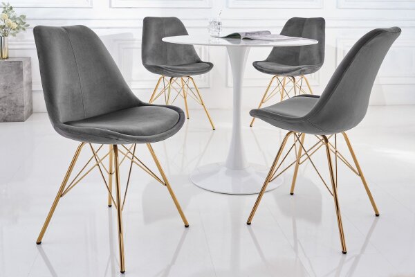 Chaise de salle à manger velours métal gris or Scandinave