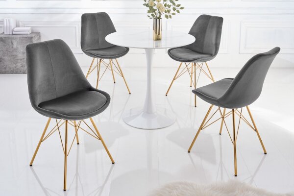 Chaise de salle à manger velours métal gris or Scandinave