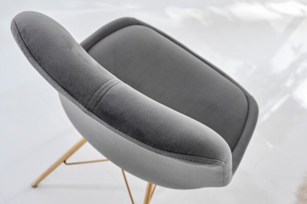 Chaise de salle à manger velours métal gris or Scandinave