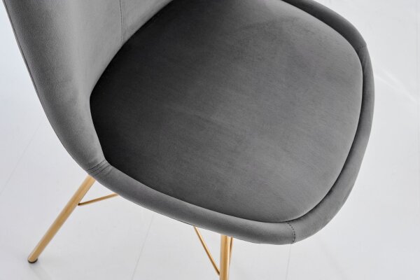 Chaise de salle à manger velours métal gris or Scandinave