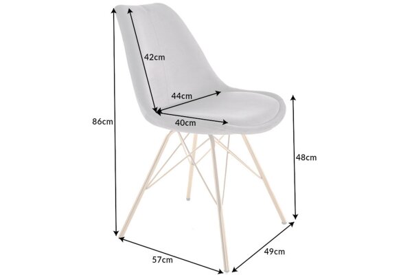 Chaise de salle à manger velours métal gris or Scandinave