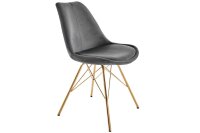 Chaise de salle à manger velours métal gris...