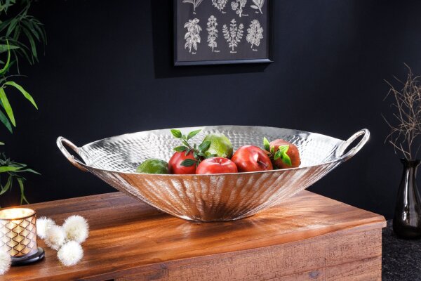 Coupe décorative martelée en argent Ø 50 cm travail manuel