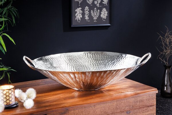 Coupe décorative martelée en argent Ø 50 cm travail manuel