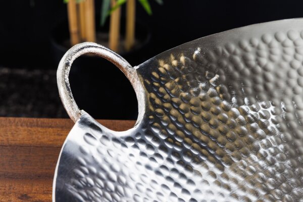 Coupe décorative martelée en argent Ø 50 cm travail manuel