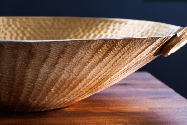 Coupe décorative ronde Ø 50 cm martelé en or fait main