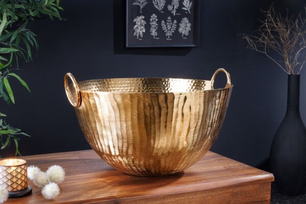 Coupe décorative ronde Ø 25 cm martelé en or fait main