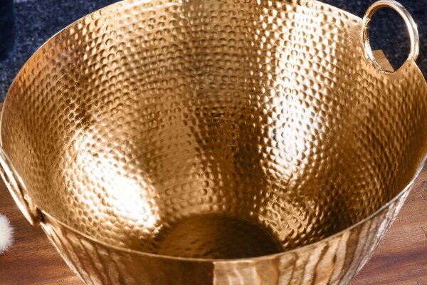 Coupe décorative ronde Ø 25 cm martelé en or fait main