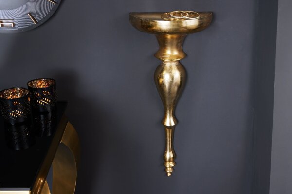 Étagère flottante en métal doré, hauteur 60 cm, fabrication artisanale baroque
