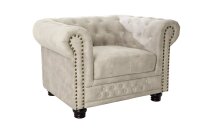 Fauteuil velours bois crème beige marron L : 110...
