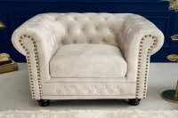 Fauteuil velours bois crème beige marron L : 110...