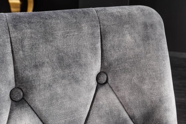 Chaise de salle à manger Gris Or Chesterfield baroque velours