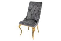 Chaise de salle &agrave; manger Gris Or Chesterfield...