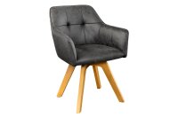 Chaise pivotante sans roulettes Gris Naturel Velours Bois...