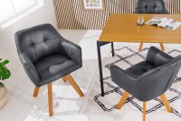 Chaise pivotante sans roulettes Gris Naturel Velours Bois...