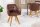Chaise pivotante Marron Naturel en tissu bois sans roulettes avec accoudoirs