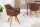 Chaise pivotante Marron Naturel en tissu bois sans roulettes avec accoudoirs