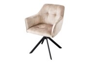 Chaise pivotante Cr&egrave;me Beige Naturel Velours...