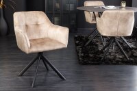 Chaise pivotante Crème Beige Naturel Velours...