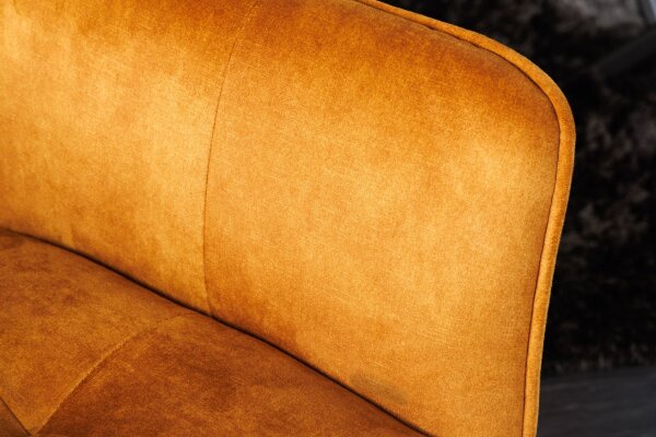 Chaise pivotante sans roulettes velours métal jaune noir avec accoudoirs