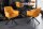 Chaise pivotante sans roulettes velours métal jaune noir avec accoudoirs