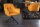 Chaise pivotante sans roulettes velours métal jaune noir avec accoudoirs