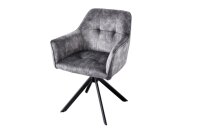 Chaise pivotante sans roulettes velours m&eacute;tal gris...