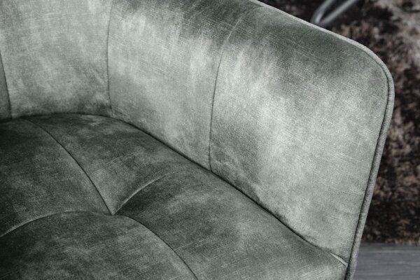 Chaise de bureau Vert Noir avec accoudoirs sans roulettes Velours Métal