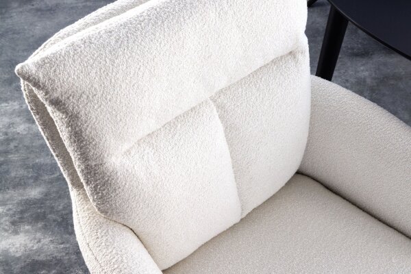 Chaise pivotante sans roulettes en métal bouclé blanc noir