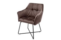 Chaise de salle &agrave; manger velours m&eacute;tal brun...