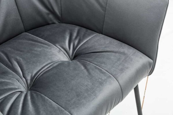 Chaise avec accoudoirs Gris Noir en velours Métal design moderne