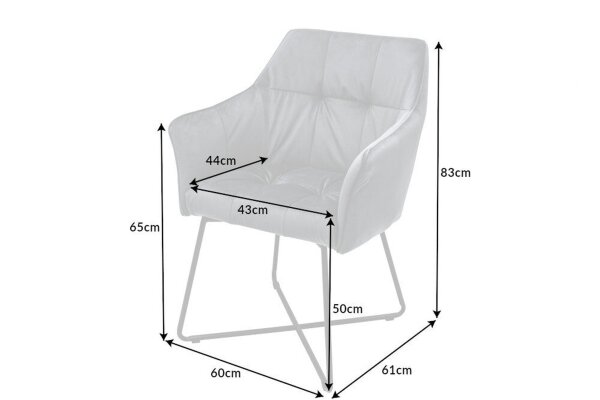 Chaise avec accoudoirs Gris Noir en velours Métal design moderne