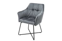 Chaise avec accoudoirs Gris Noir en velours M&eacute;tal...