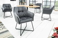 Chaise avec accoudoirs Gris Noir en velours Métal...